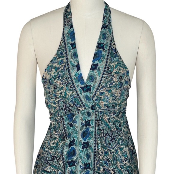 Ashley Taylor Dress Womens  ( one size )Blue Teal Paisley Floral Halter Midi - Picture 3 of 7